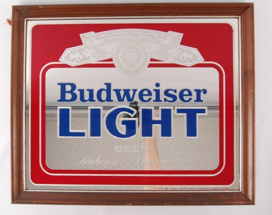 Vintage Budweiser Light Advertising Beer Mirror