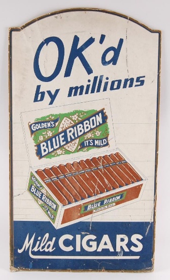 Vintage Golden's Blue Ribbon Mild Cigars Cardboard Advertising Countertop Standee