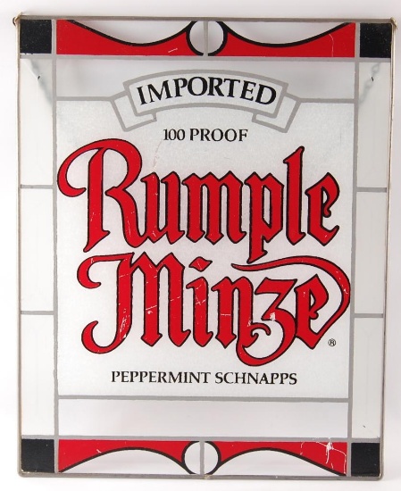 Rumple Minze Peppermint Schnapps Advertising Glass Sign