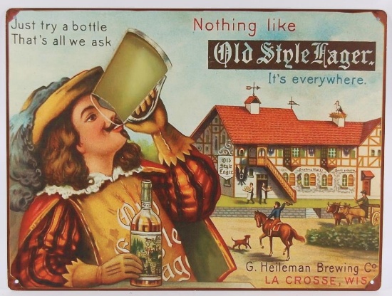 Modern Hieleman's Old Style Lager Advertising Metal Beer Sign
