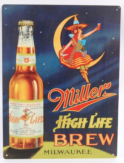 Modern Miller High Life Brew Advertising Metal Beer Sign