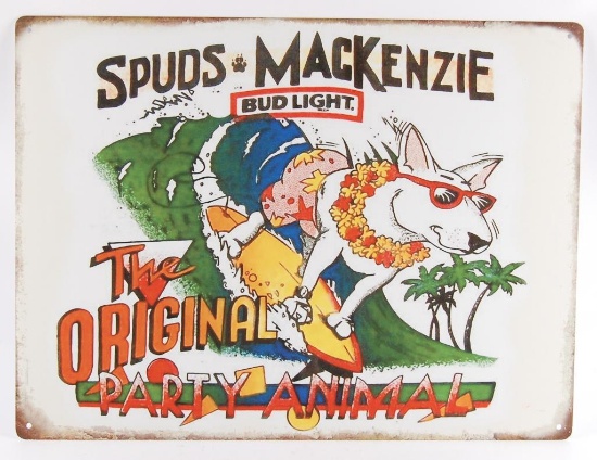 Modern Bud Light Spuds Mackenzie Advertising Metal Beer Sign
