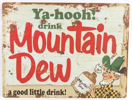 Modern "Ya-Hooh!" Mountain Dew Advertising Metal Sign