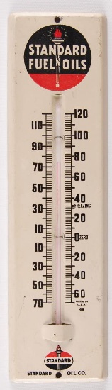Vintage Standard Fuel and Oils Advertising Metal Thermometer