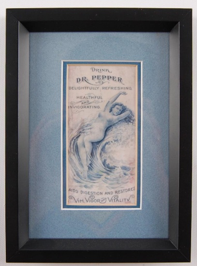 Antique Dr. Pepper Trade Card Featuring Nude Woman on Waves