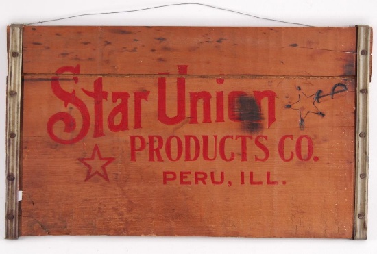 Vintage Star Union Peru Ill. Wood Crate Sign