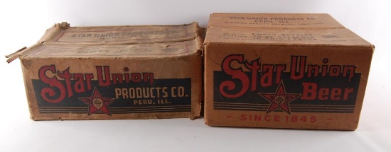 Group of 2 Vintage Star Union Beer Peru Ill. Beer Boxes
