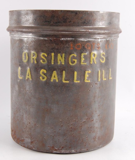 Vintage Orsingers LaSalle Ill. 10 Quart Advertising Metal Bucket