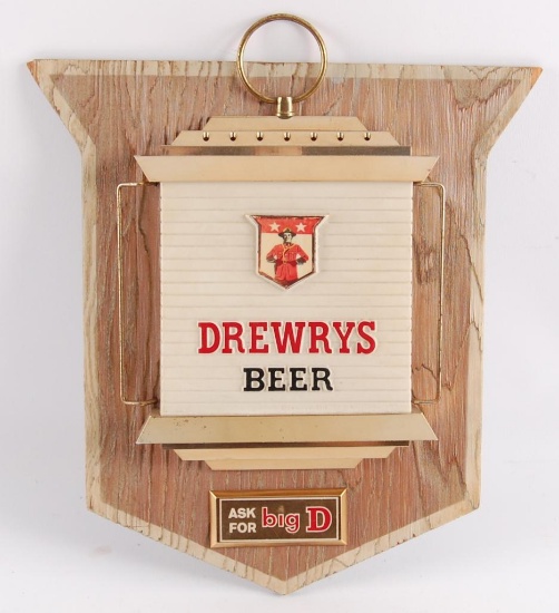 Vintage Drewrys Beer "Ask For Big D" Advertising Sign