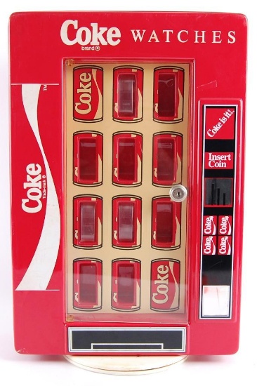 Coca-Cola Advertising Rotating Watch Display Case with Keys