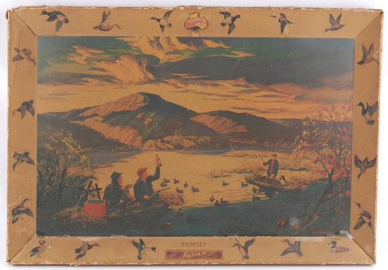 Rare Vintage Falstaff "Sunset" Duck Hunting Cardboard Advertising Sign