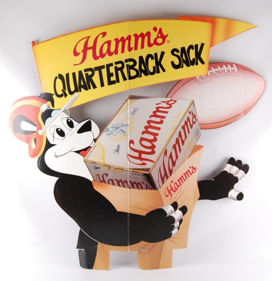 Vintage Hamm's Beer "Quarterback Sack" Cardboard Advertising Standee