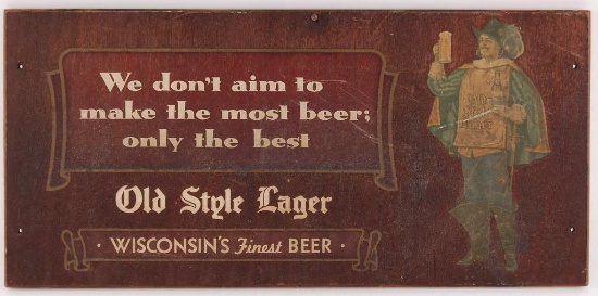 Vintage Old Style Lager Advertising Wood Beer Sign