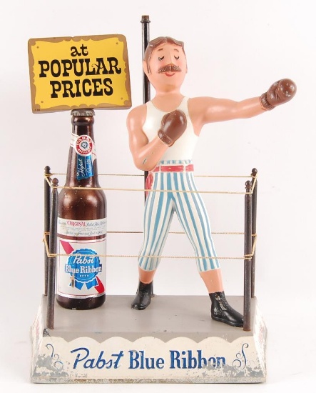 Vintage Pabst Blue Ribbon Advertising Metal Boxer Statue