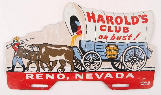 Vintage Harold's Club or Bust Reno Nevada License Plate Topper
