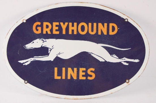 Vintage Greyhound Lines Advertising Porcelain Sign