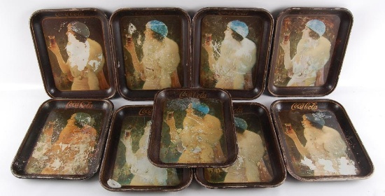 Group of 9 Vintage Coca-Cola Advertising Drink Trays