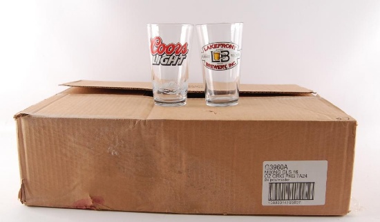 Full Box of Coors Light and Lakefront Brewery Advertising Beer Glasses