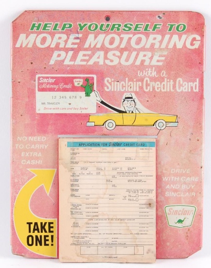 Vintage Sinclair Credit Card Advertising Application Metal Sign
