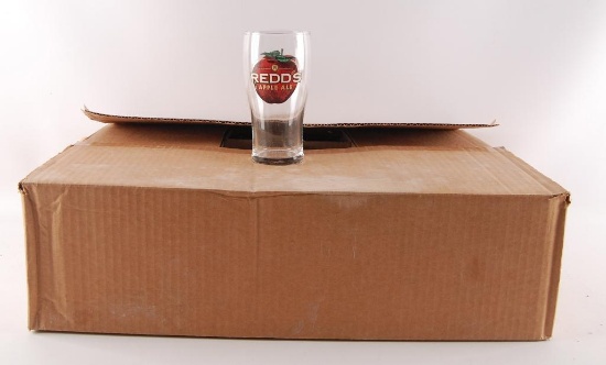 Partial Box of Reds Apple Ale Advertising Beer Glasses