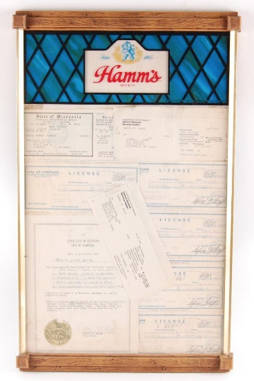Vintage Hamm's Beer Adverting Liquor License Frame/Menu Board