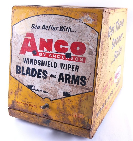 Vintage Anco Windshield Wipers Advertising Metal Store Display Cabinet