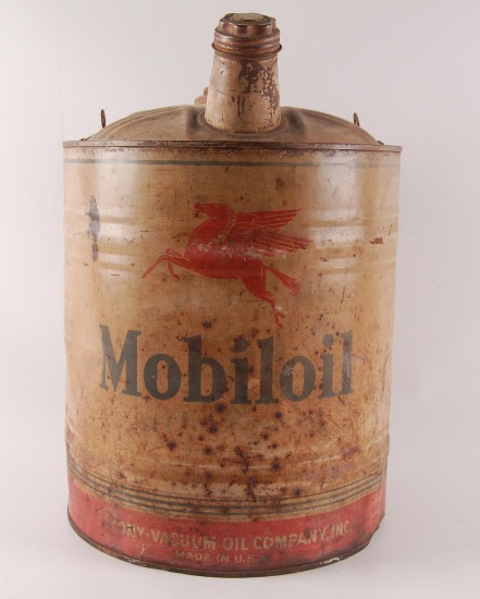 Vintage Mobiloil Pegasus Advertising Metal Oil Can