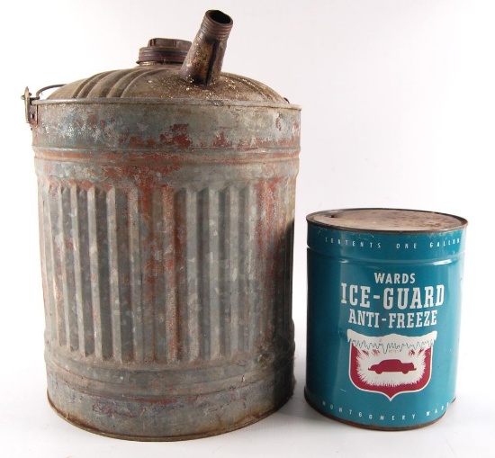 Group of 2 Vintage Gas Can and Ice Guard Anti Freeze Can