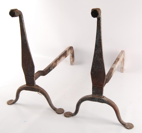 Pair of Antique Cast Iron Andirons