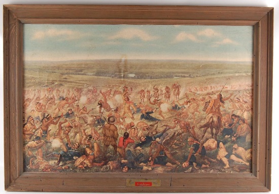 Vintage Budweiser "Custer's Last Fight" Advertising Framed Poster
