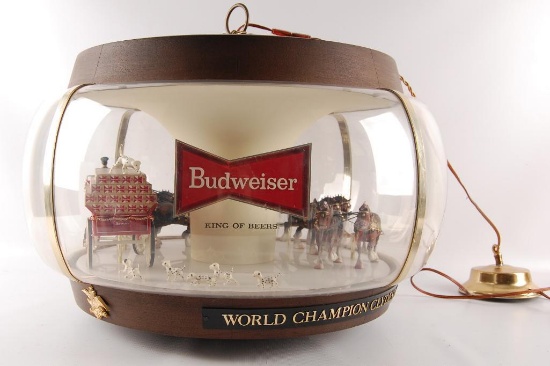 Vintage Budweiser Advertising Clydesdale Carousel Motion Hanging Beer Sign