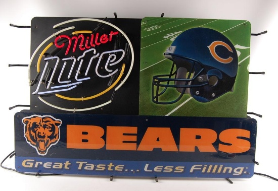 Miller Lite Chicago Bears Light Up Advertising Neo Sign