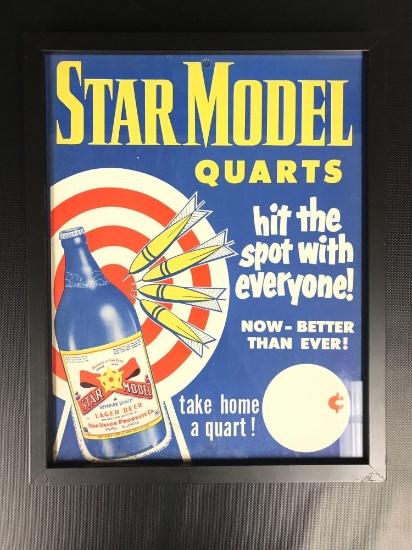 Vintage Star Model Quarts Peru Ill. Cardboard Beer Advertisement