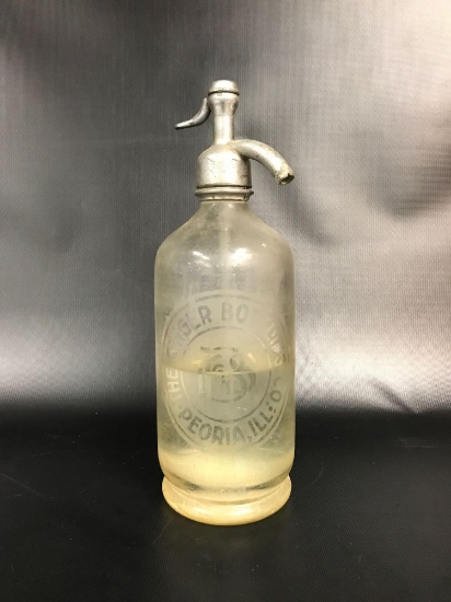 Antique The Singer Brothers Peoria Ill. Advertising Seltzer Bottle