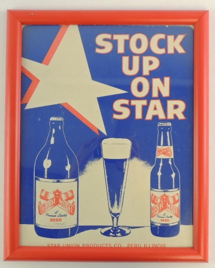 Vintage "Stock Up of Stap" Star Model Advertising Cardboard Beer Sign