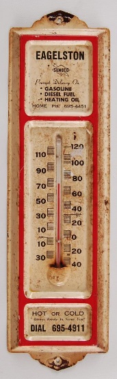 Vintage Eagelston Sunoco Advertising Thermometer