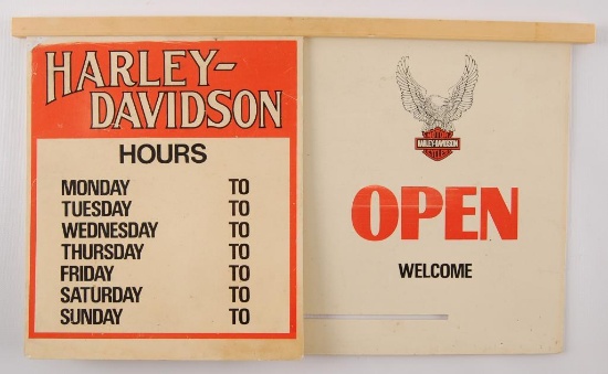 Vintage Harley Davidson Double Sided Open and Closed Advertising Sign