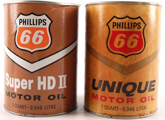 Group of 2 Vintage Phillip 66 Motor Oil Cans