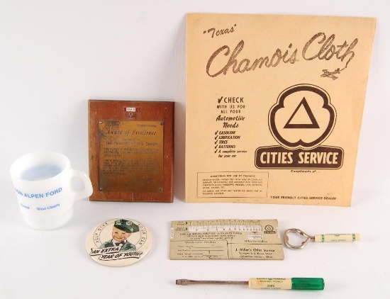 Group of Vintage Cities Service Advertising Items