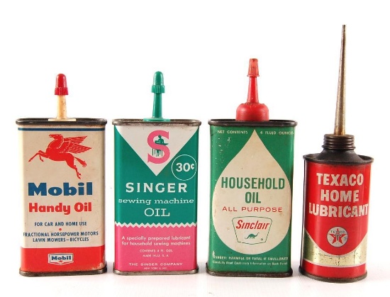 Group of 4 Vintage Advertising Household Oil Cans