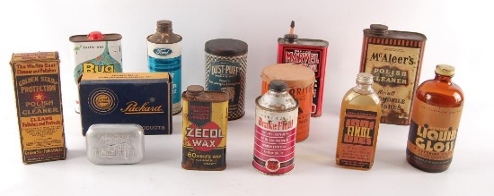 Group of Vintage Advertising Automotive Supply Cans and Bottles