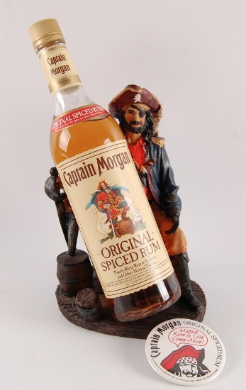 Bottle of Captain Morgan with Pirate Display and Pinback