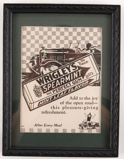 Vintage Wrigley's Spearmint Gum Framed Advertisement