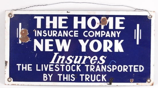 Vintage "The Home Insurance Co. New York" Advertising Porcelain Sign