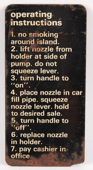 Vintage Operating Instructions Metal Sign