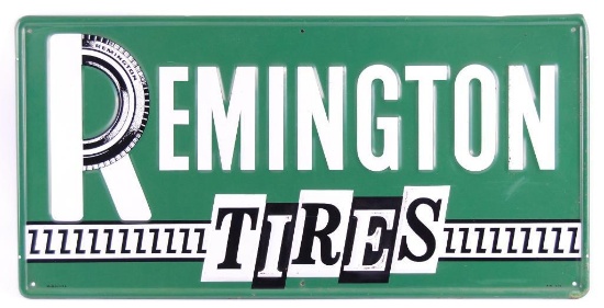 Vintage Remington Tires Embossed Advertising Metal Sign