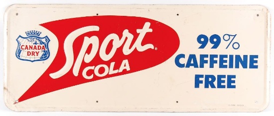 Vintage Canada Dry Sport Cola Embossed Advertising Metal Sign