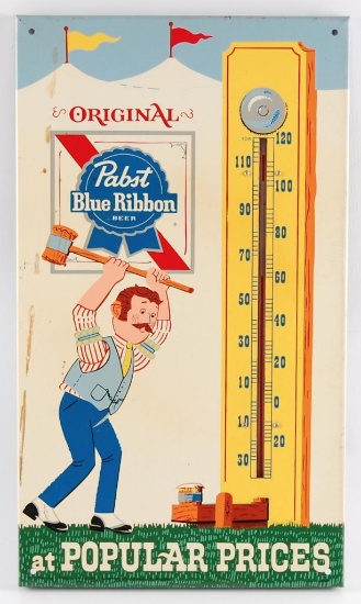 Rare Vintage Pabst Blue Ribbon "At Popular Prices" Advertising Metal Thermometer