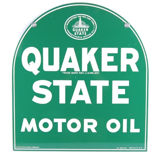 Quaker State Motor Oil Double Sided Advertising Metal Sign