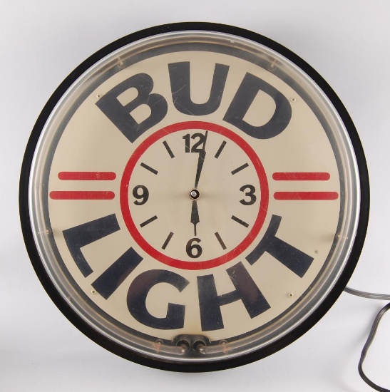 Vintage Budweiser Light Up Advertising Neon Beer Clock
